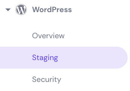The Staging button on hPanel